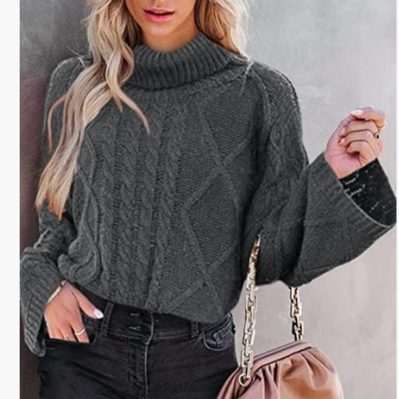 C.C. Boutique Sweaters - NWT Thick Cable Knit Cowl Neck Bell Sleeve Boho Oversized Sweater Jumper